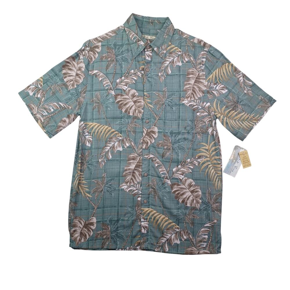 Batik Bay Casual‎ Button Down Shirt Men's S Green Hawaiian Coastal Tropical NWT